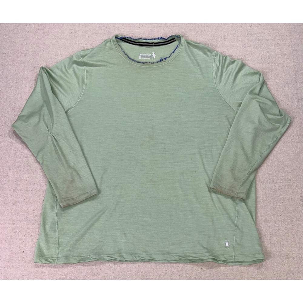 Smartwool Men's 3X Merino Wool Blend Long Sleeve Base Layer Shirt Sage Green